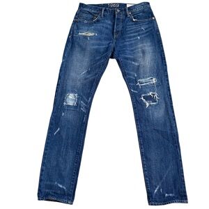 GAP 1969 Men’s Slim Rigid Patchwork Selvedge Button Fly Jeans 31 X 30